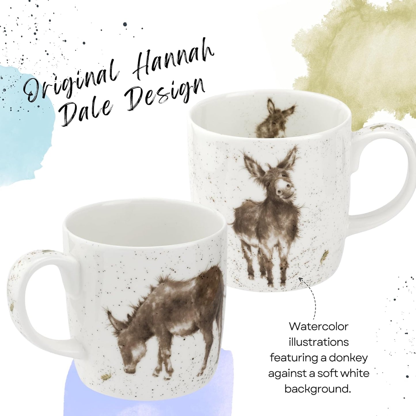 Royal Worcester Wrendale Designs 14 oz Mug, Gentle Jack - Fine Bone China with Donkey Motif - Woodland Themed Tea Mug for Cozy Cottagecore Homes - Safe Ceramic Drinkware for Daily Use