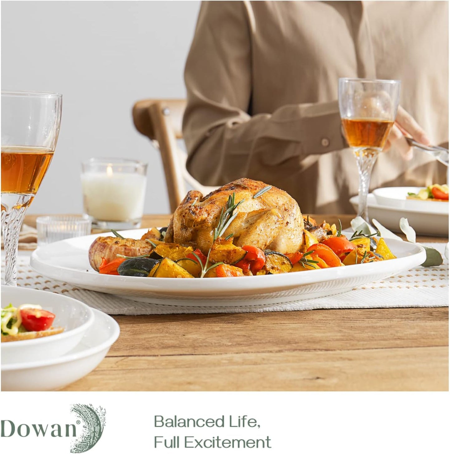 DOWAN Large Serving Platter, 16"/14"/12" Porcelain Platters for Entertaining Wedding Party, White Oval Plates Set of 3, Serving Dishes for Serving Food, Housewarming Gifts