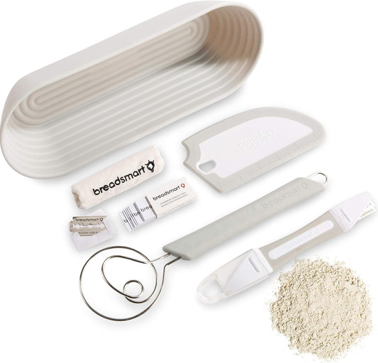 Artisan Bread Making Kit - 5PC Sourdough Bread Baking Supplies Set - Lame, Scraper, Whisk, Banneton Bread Proofing Basket & Cotton Liner
