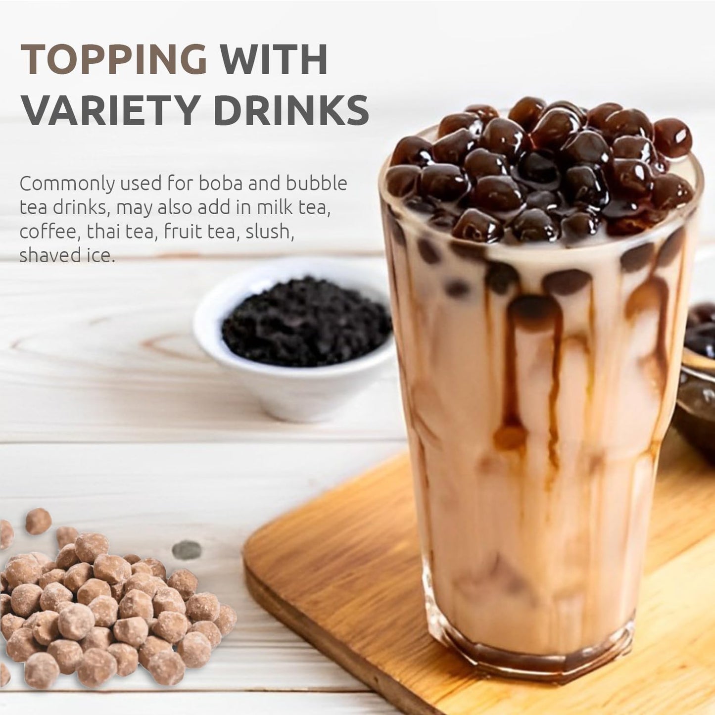 US Boba Co Unsweetened Tapioca Pearl, Easy to Cook, Tapioca Boba Balls for Tea Milk, Coffee & Dessert Topping, Fresh Made in USA, Brown Sugar Flavor, 1 Pound (Pack of 1)