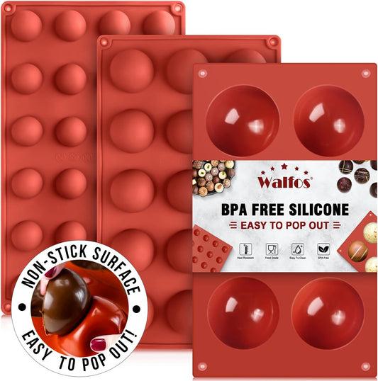 Semi Sphere Silicone Mold, Silicone Chocolate Molds,3 Packs Baking Molds for Making Chocolate, Cake, Jelly, Dome Mousse (6 Cups, 15 Cups and 24 Cups)