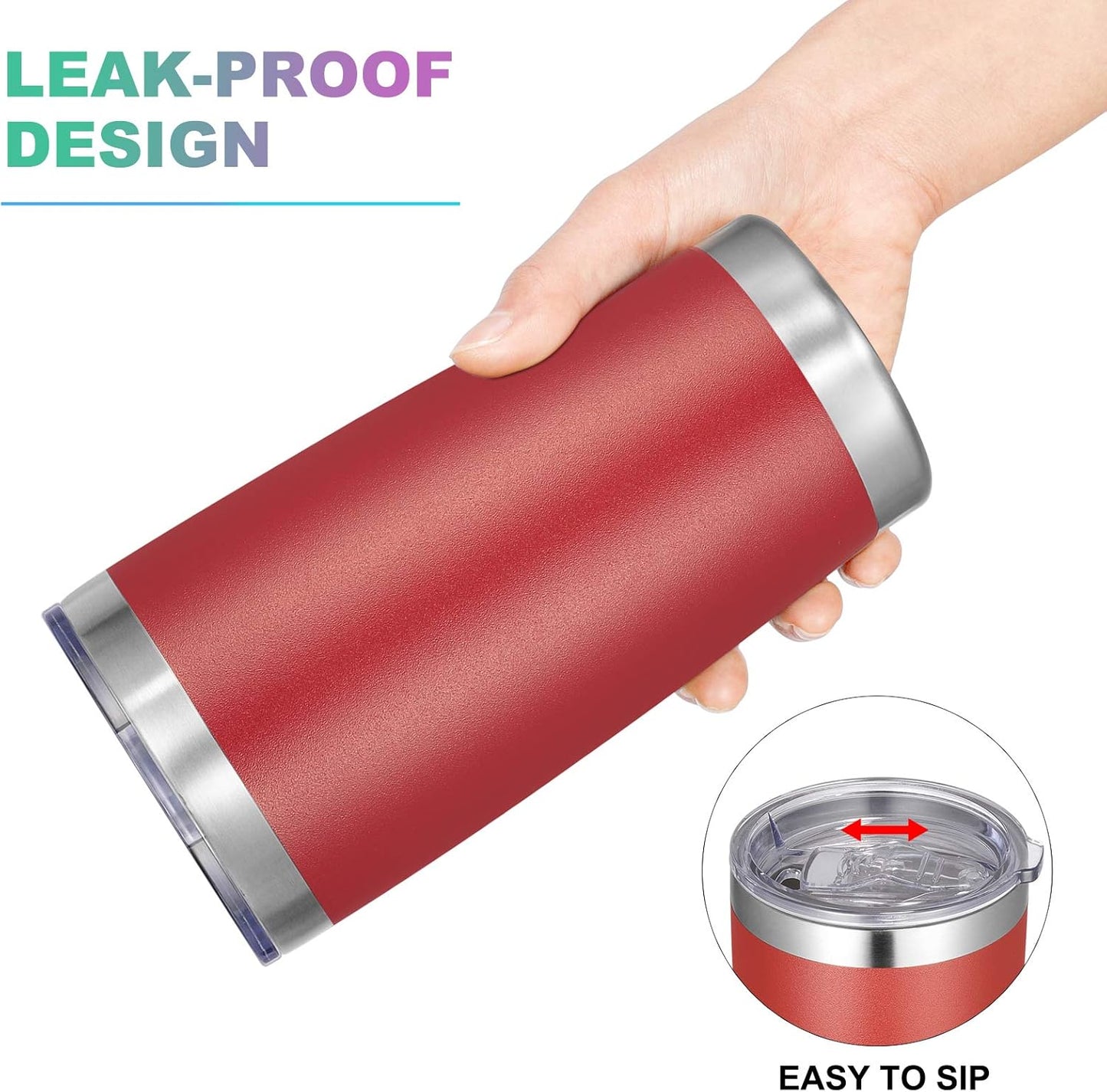 VEGOND 20oz Tumbler with Lid and Straw Stainless Steel Tumbler Cup Bulk Vacuum Insulated Double Wall Travel Coffee Mug Powder Coated Coffee Cup(Powder Red 12 Pack