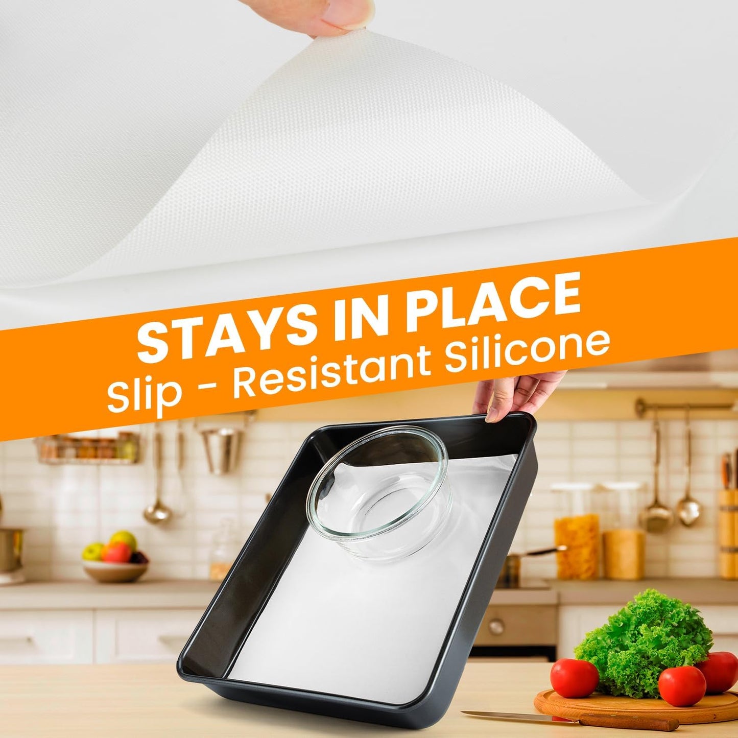 Silicone Baking Mat Roll -Non-Stick Dough Rolling Mat, Food Grade Pastry Baking Mat, Non-slip Silicone Kitchen Counter Mat, Reusable Air Fryer Mat, Washable Oil-Proof Refrigerator Liners