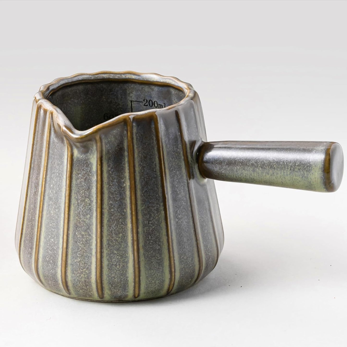 Espresso Cups Ceramic, 200ML Espresso Measuring Cup with Spout, Expresso Shots Cups with Handle, Espresso Accessories, Dark Green