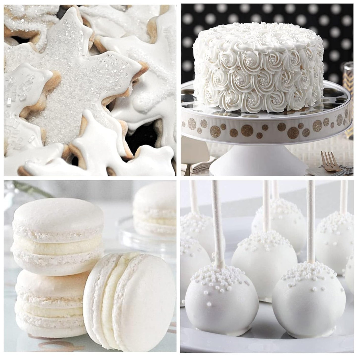 Edible Glitter - 10g Luster Dust Edible Food Grade Coloring Glitter for Cake Decorating, Baking, Drinks - Shimmer Dust Powder, Metallic Color Dusting Powder for Icing, Fondant, Candy, Cookie (White)