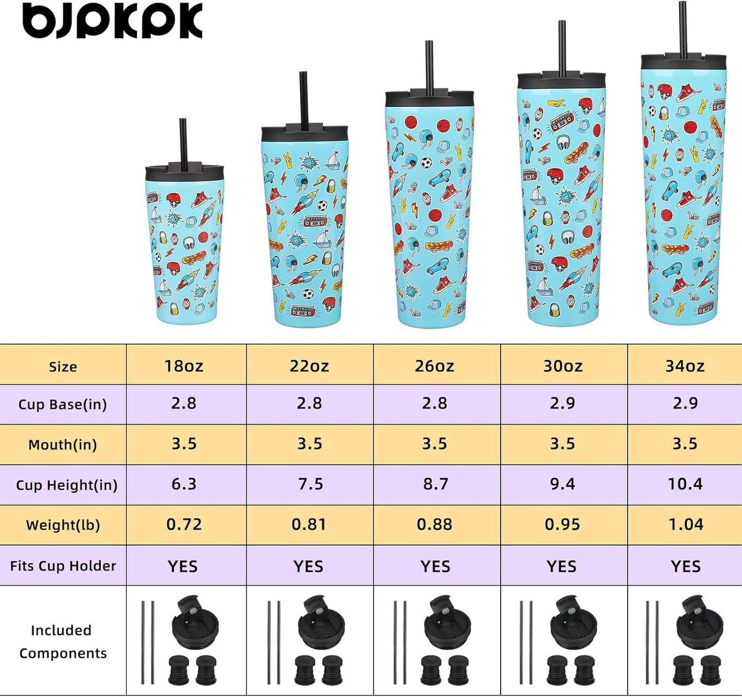 BJPKPK 18oz Insulated Tumbler With lid And Straw Stainless Steel Tumblers Travel Coffee Mug Reusable Thermal Cup,Playground