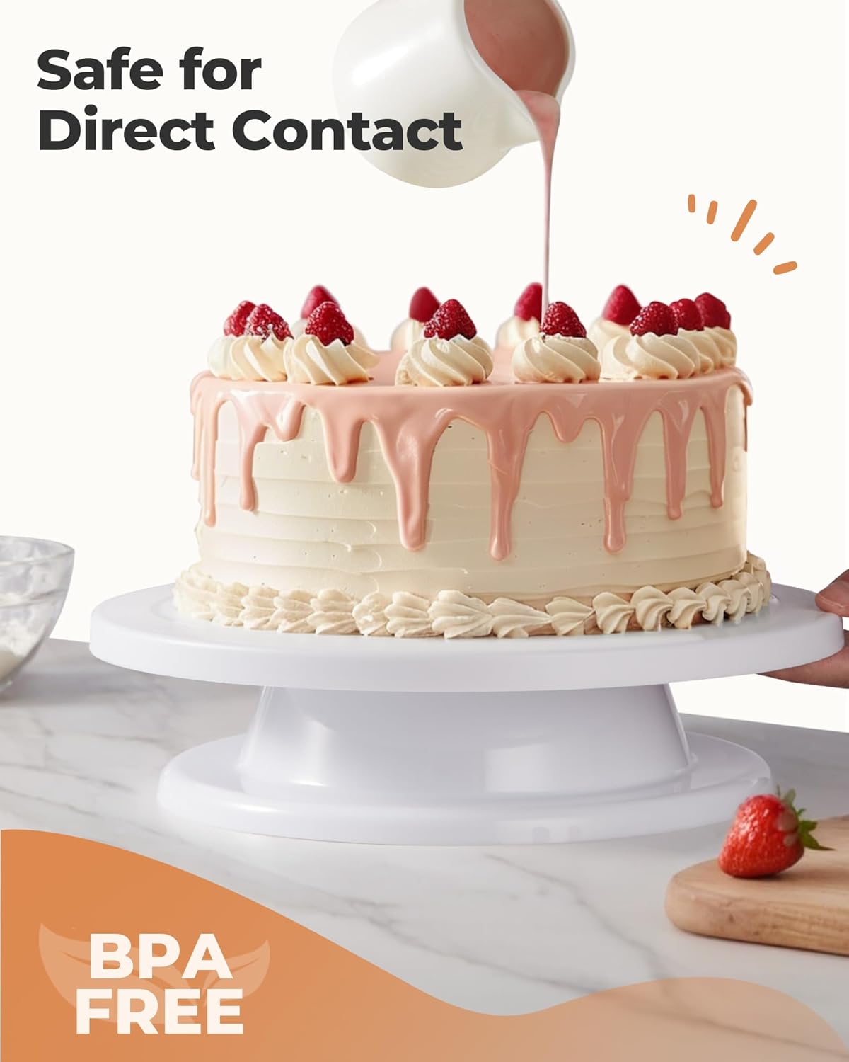 Kootek Cake Stand, 11 Inch Rotating Cake Turntable for Decorating, Display & Baking, Smooth Revolving Spinner Stand (White)