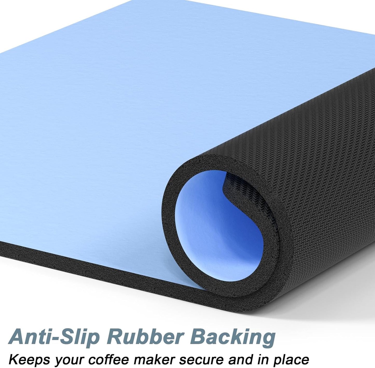 Rnivvi Coffee Mat, 16" x 24" Coffee Bar Mats for Espresso Machine Station Accessories and Organizer, Hide Stain Rubber Backed Absorbent Dish Drying Pad for Kitchen Counter, Cute Bar Decor Pad, Blue