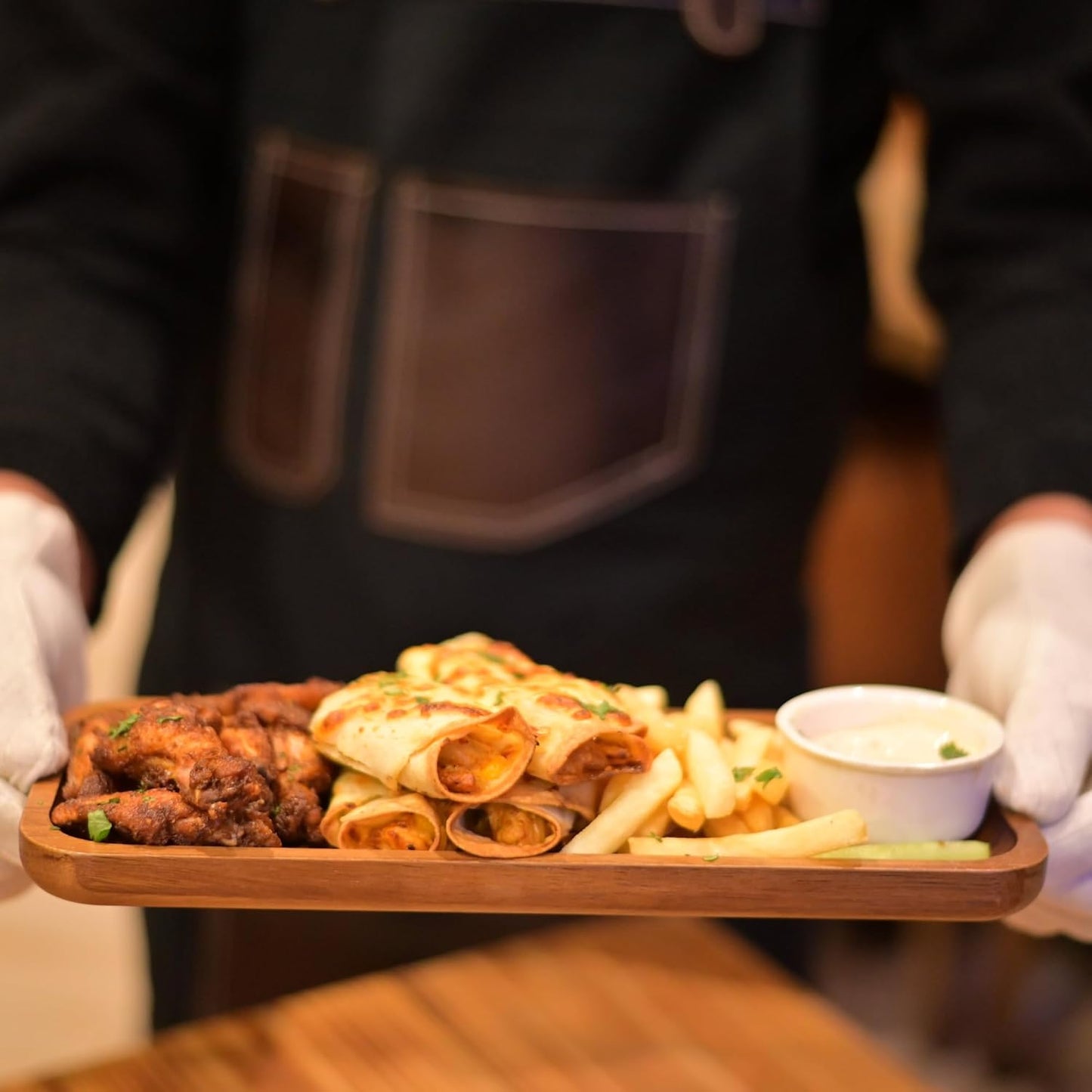 Acacia Wooden Tray Pack of 3 - Wood Serving Tray, Rectangle Cheese Plates - Charcuterie Boards, Wooden Trays for Decor, Vegetables, Fruit, Appetizer Trays (11.8 x 5.11 inches)