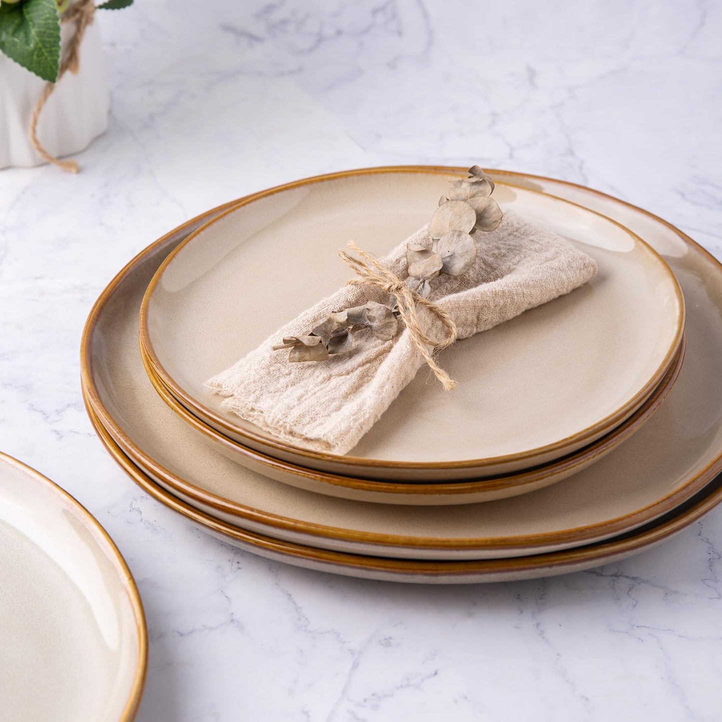 AmorArc Ceramic Dinner Plates Set of 6, 10.5 Inch Handmade Reactive Glaze Stoneware Plates, Large Rustic Shape Dinnerware Dish Set for Kitchen, Microwave & Dishwasher Safe, Scratch Resistant