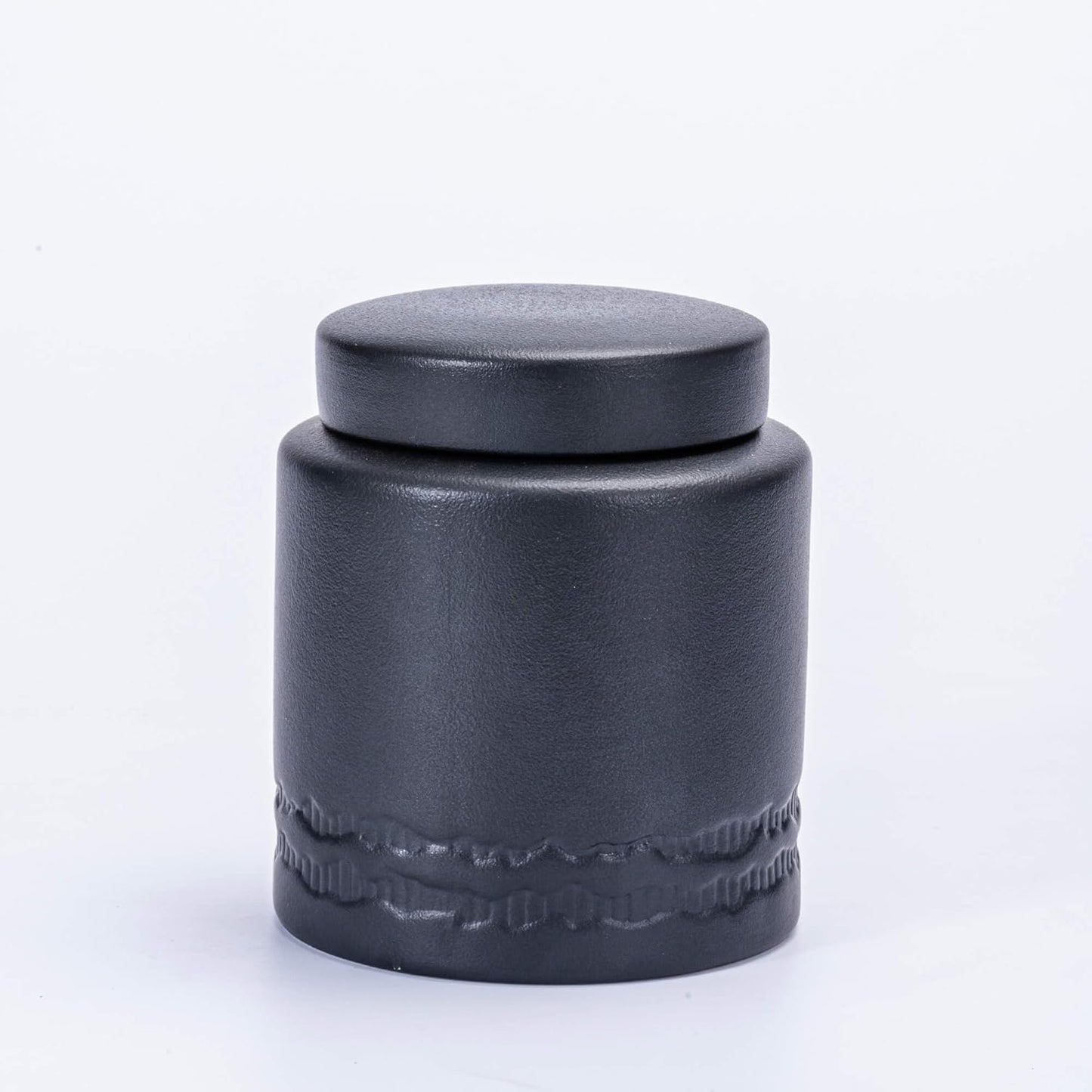 Tea Canister for Loose Tea with Airtight Lid, Kitchen Storage Containers, Ceramic Food Storage Jar, Ceramic Coffee Canister (Black)