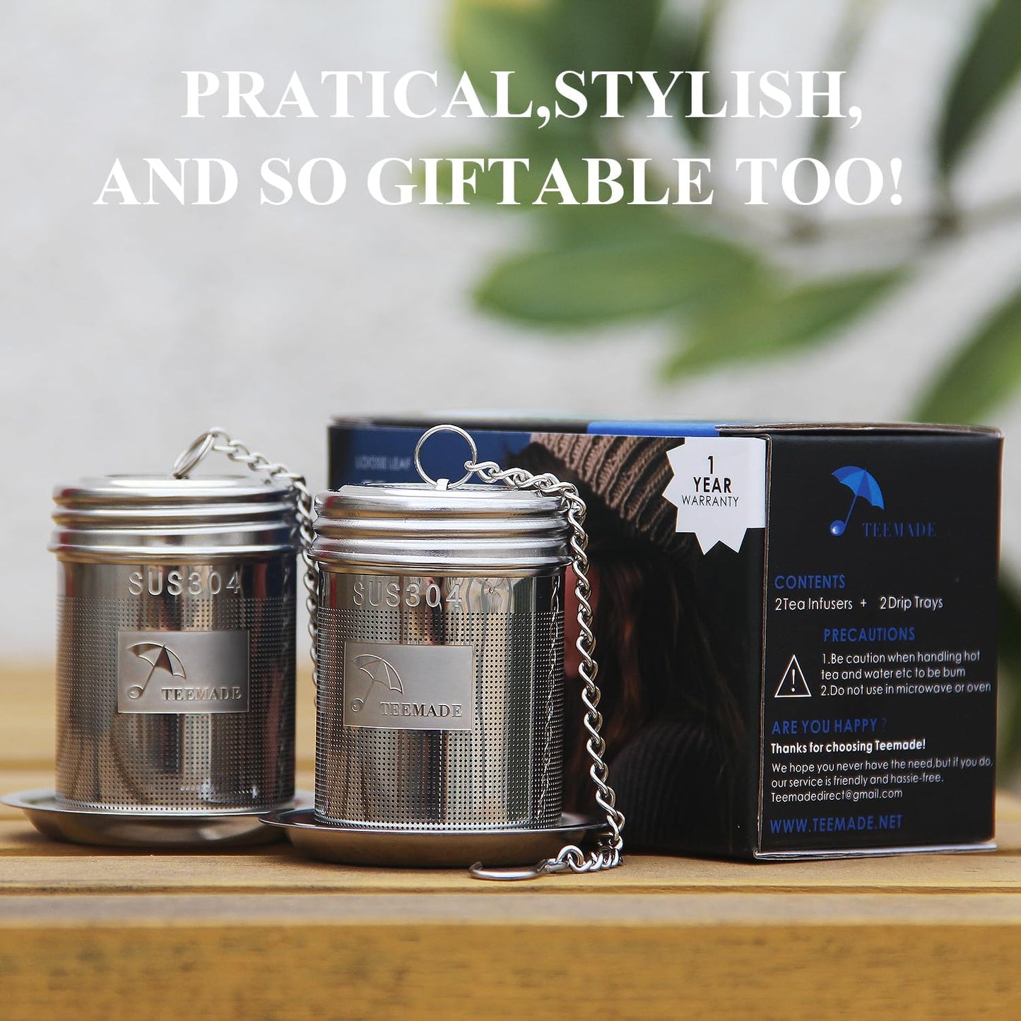 Tea Filter,Cooking Infuser with Extra Fine Mesh Tea Ball Strainers Threaded Connection 304 Stainless Steel with Extended Chain Hook to Brew Loose Leaf Tea,Spices & Seasonings(1 Pack)