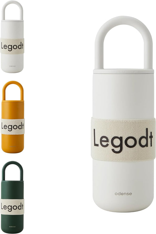 Odense Legodt Loop Tumbler 20oz with Lid and Handle - Insulated Tumbler with Leak-Resistant Lid - Double Stainless Steel Travel Coffee Mug, Water Bottle, Keeps Drinks Hot or Cold(Vanilla Cream)