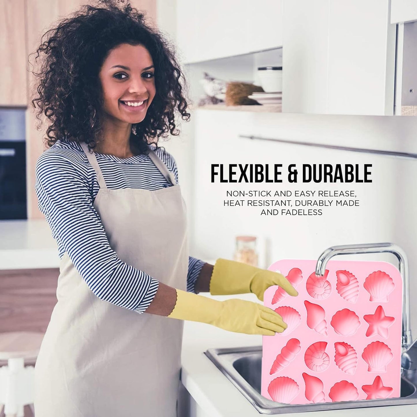 Ocean-Themed Chocolate Mold Set - Food-Grade Silicone Baking Molds with Shell, Starfish, Seashell Beach Life Phrases, Reusable for Under the Sea Cakes, Cupcakes & Party Treats - 2 Pack