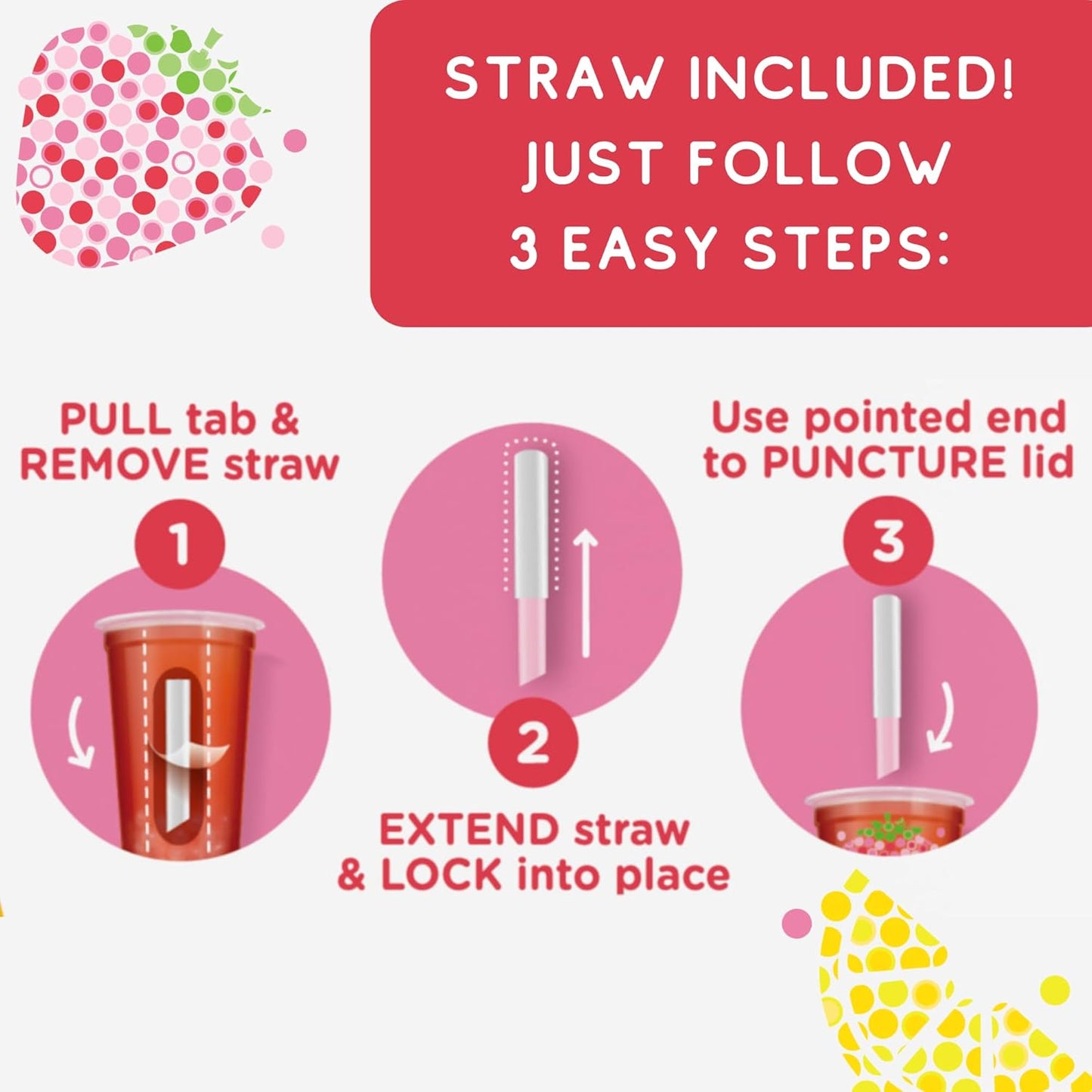 Joyba Reduced Sugar Strawberry Lemonade Flavored Green Bubble Tea, 4 Pack,12 fl oz. Cups