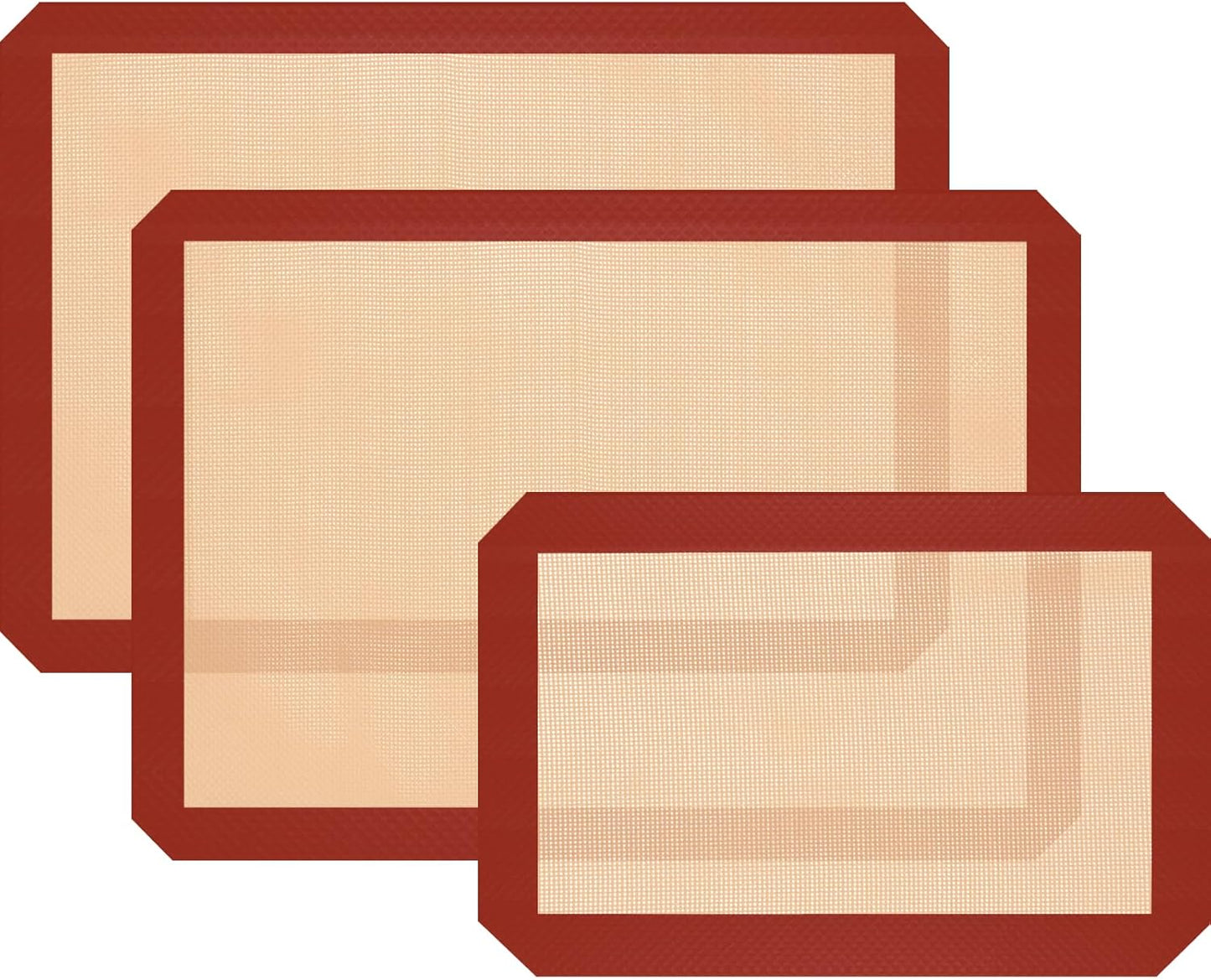 Silicone Baking Mat, 3 Pack Reusable Baking Mat, Non-Stick, Food Safe Silicone Mats for Baking, Oven Baking Sheet for Making Cookies, Macaroons, Bread