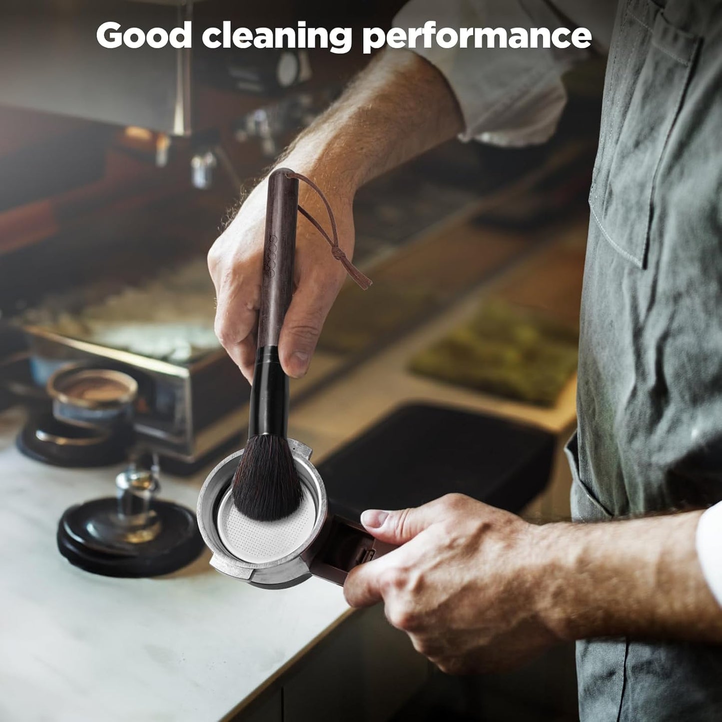 ecooe Coffee Grinder Cleaning Brush, Barista Brush Espresso Machine Accessories, Wood Handle Coffee Machine Accessory Cleaning Brista Brush with Lanyard, Coffee Tool for Barista Bean Grain Coffee Tool