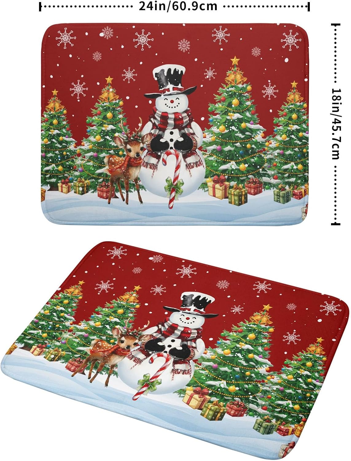 Christmas Snowman Dish Drying Mat for Kitchen Counter,Christmas Tree Winter Snowflake Red Drying Mat 18 x 24 Inch with High Absorbent Reversible Microfiber Dish Drying Pad Drainer Mat for Coffee Bar