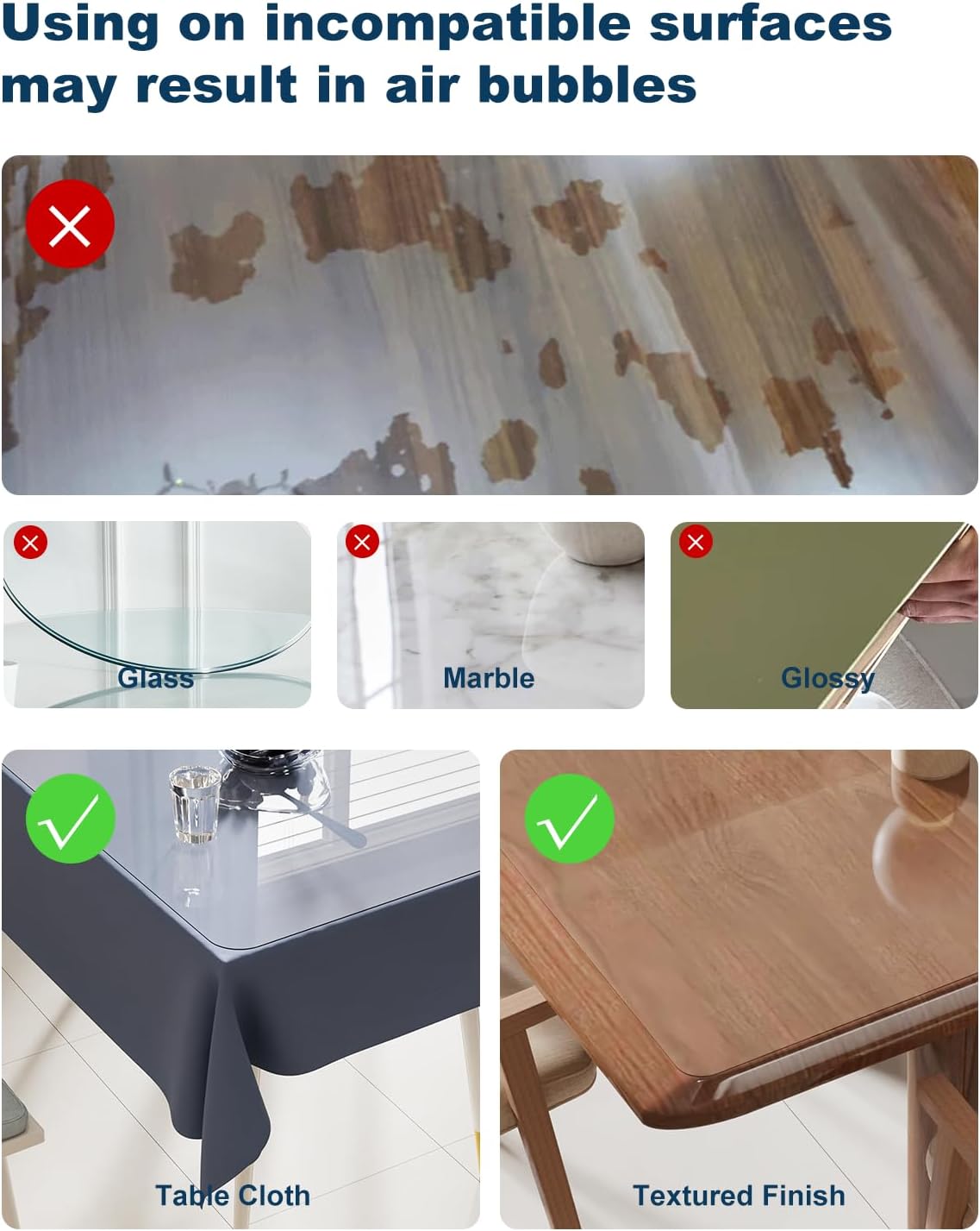 Crystal Clear Plastic Table Cover Protector, 42" x 72" Spill Resistant Easy Flat PVC Desk Pad Mat, 1.5mm Thick Rectangle Vinyl Table Top Protector for Dining Room Table, Office, Dresser