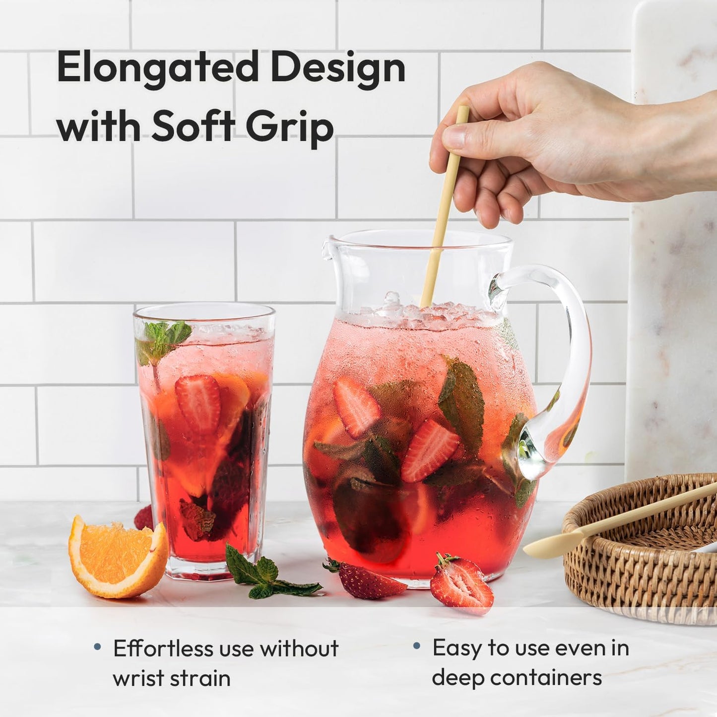 carrotez 9.9" Silicone coffee stirrer, Long Reusable Coffee Spoon for Iced Tea, Multipurpose Beverage Stirring Spoon - Yellow