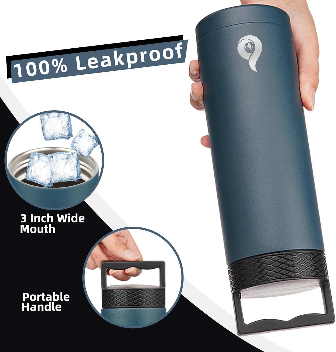 BJPKPK Insulated Water Bottles, Dishwasher Safe 36 oz Water Bottle with Handle, Leakproof BPA Free Water Jug, Stainless Steel Thermos for Sports, Army Green