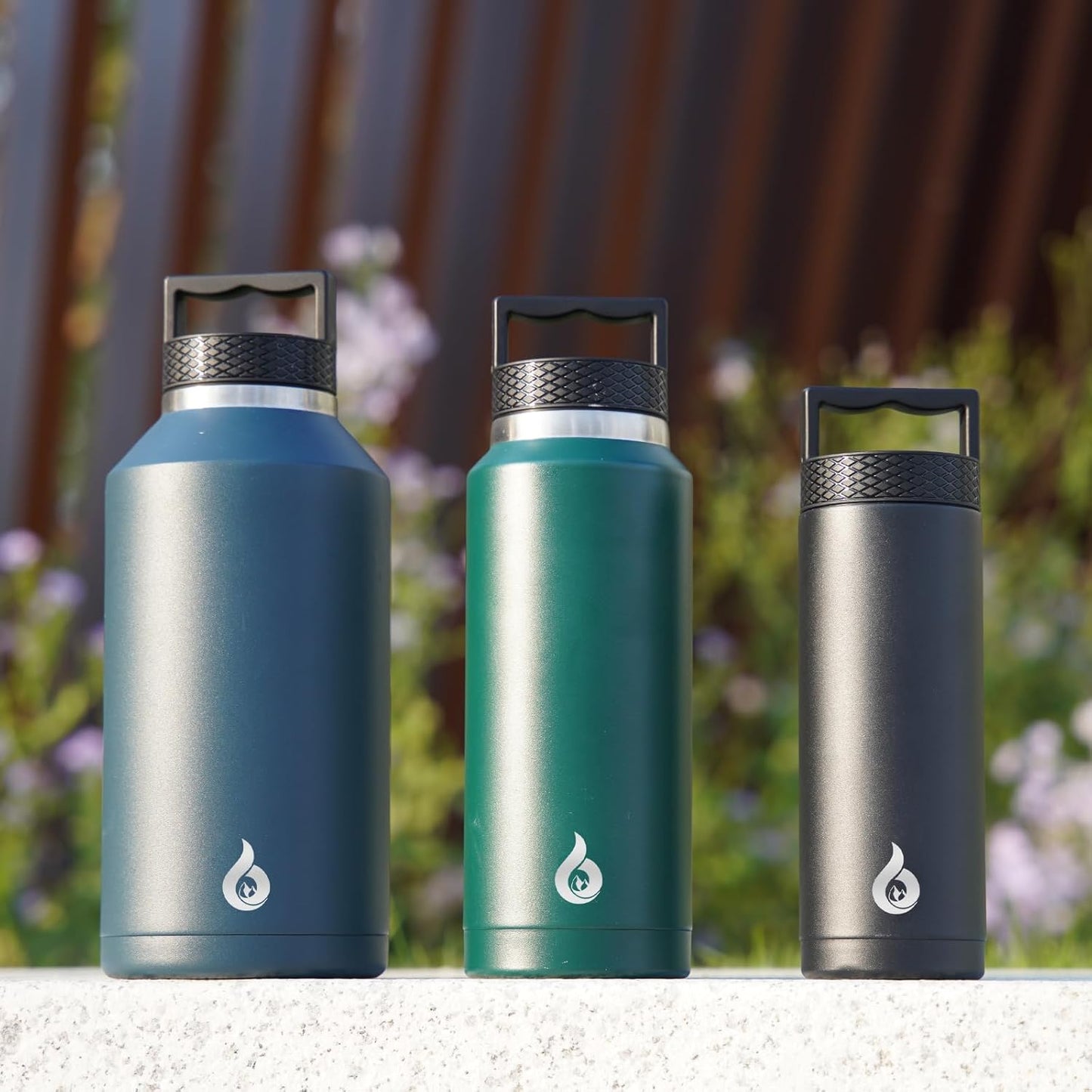 BJPKPK Insulated Water Bottles, Dishwasher Safe 36 oz Water Bottle with Handle, Leakproof BPA Free Water Jug, Stainless Steel Thermos for Sports, Navy Blue