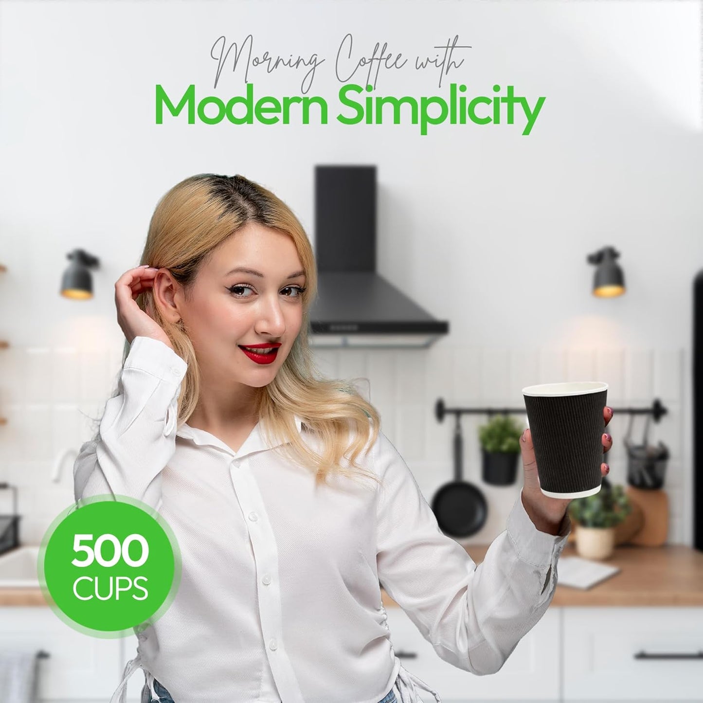 500-CT Disposable Black 12-OZ Hot Beverage Cups with Ripple Wall Design: No Need for Sleeves - Perfect for Cafes - Eco-Friendly Recyclable Paper - Insulated - Wholesale Takeout Coffee Cup