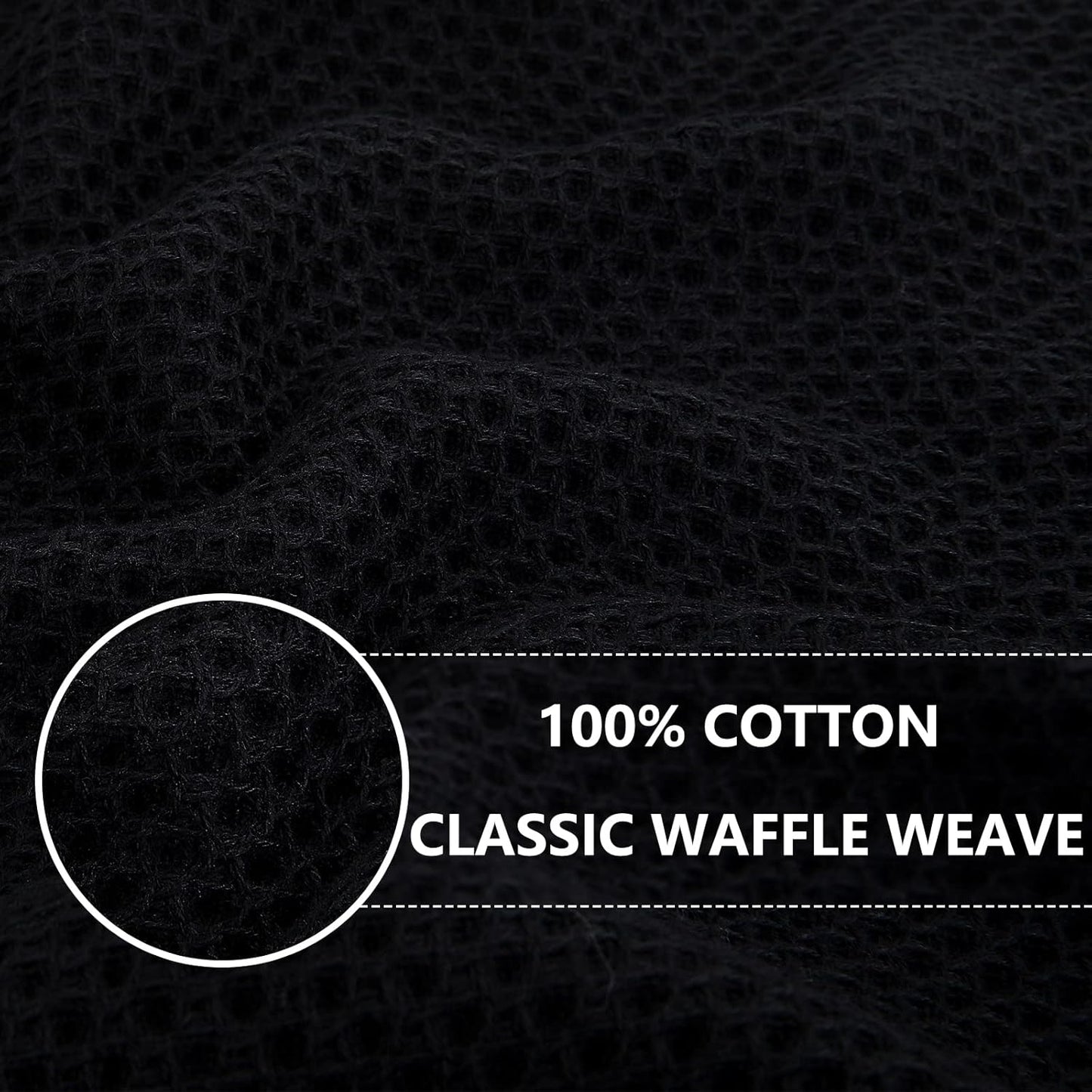 Homaxy 100% Cotton Oversized Waffle Weave Kitchen Dish Towels, Ultra Soft Absorbent Quick Drying Cleaning Towel, 20 x 28 Inches, 4-Pack, Black