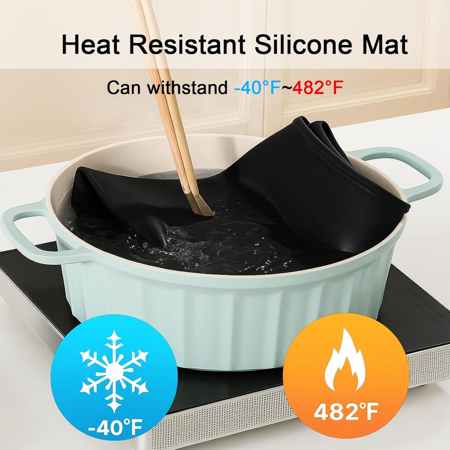 Silicone Baking Mat 35.4"x23.6" Food Grade Silicone Mats for Kitchen Counter Large Countertop Protector Mat with Edge Heightening Non-slip Heat Resistant Mats for Countertop Easy Clean(Black)