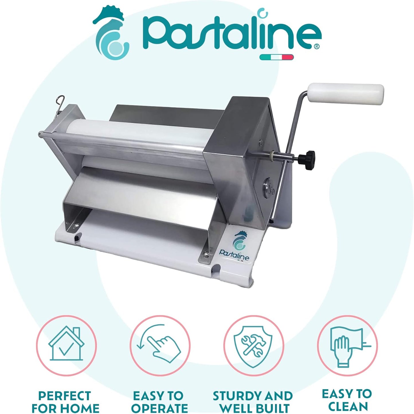 Manual Dough Sheeter Machine - Sfogliafacile NSF Manual Pasta Maker Machine for Icing, Marzipan and Puff Pastry | Easy Install Dough Sheeter Machine for Home or Small Commercial Kitchens