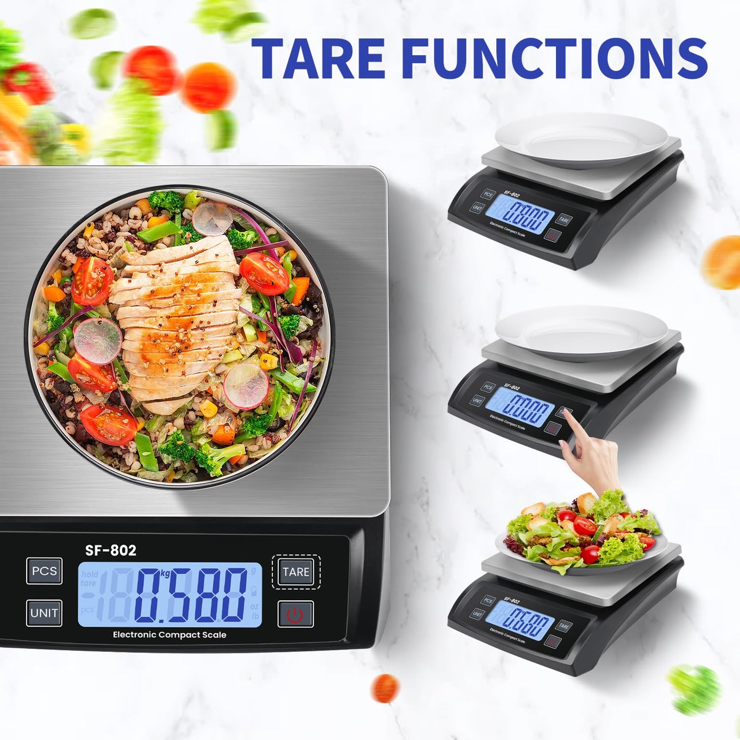 Large Digital Kitchen Scale 30kg/66lb Food Scale for Baking Cooking Stainless Bread Scale with LCD Display Counting Scales for Coins Adapter Included(Stainless Black)
