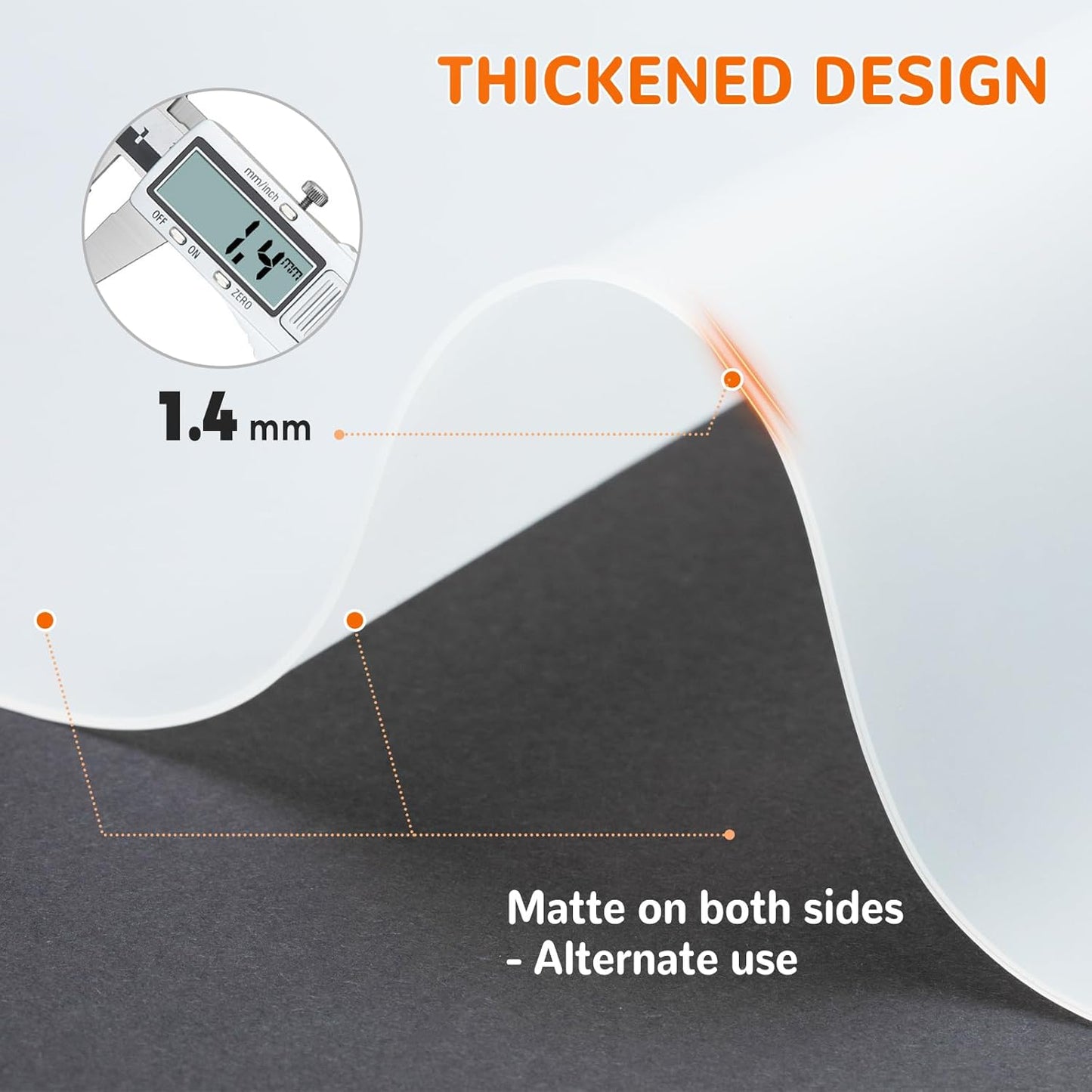 Warome Silicone Mat,47"x 23" Silicone Mats for Kitchen Counter, Waterproof Heat Resistant Mat, Extra Large Countertop Protector, Nonstick Baking Mat,Shipped No Creases- White Translucent