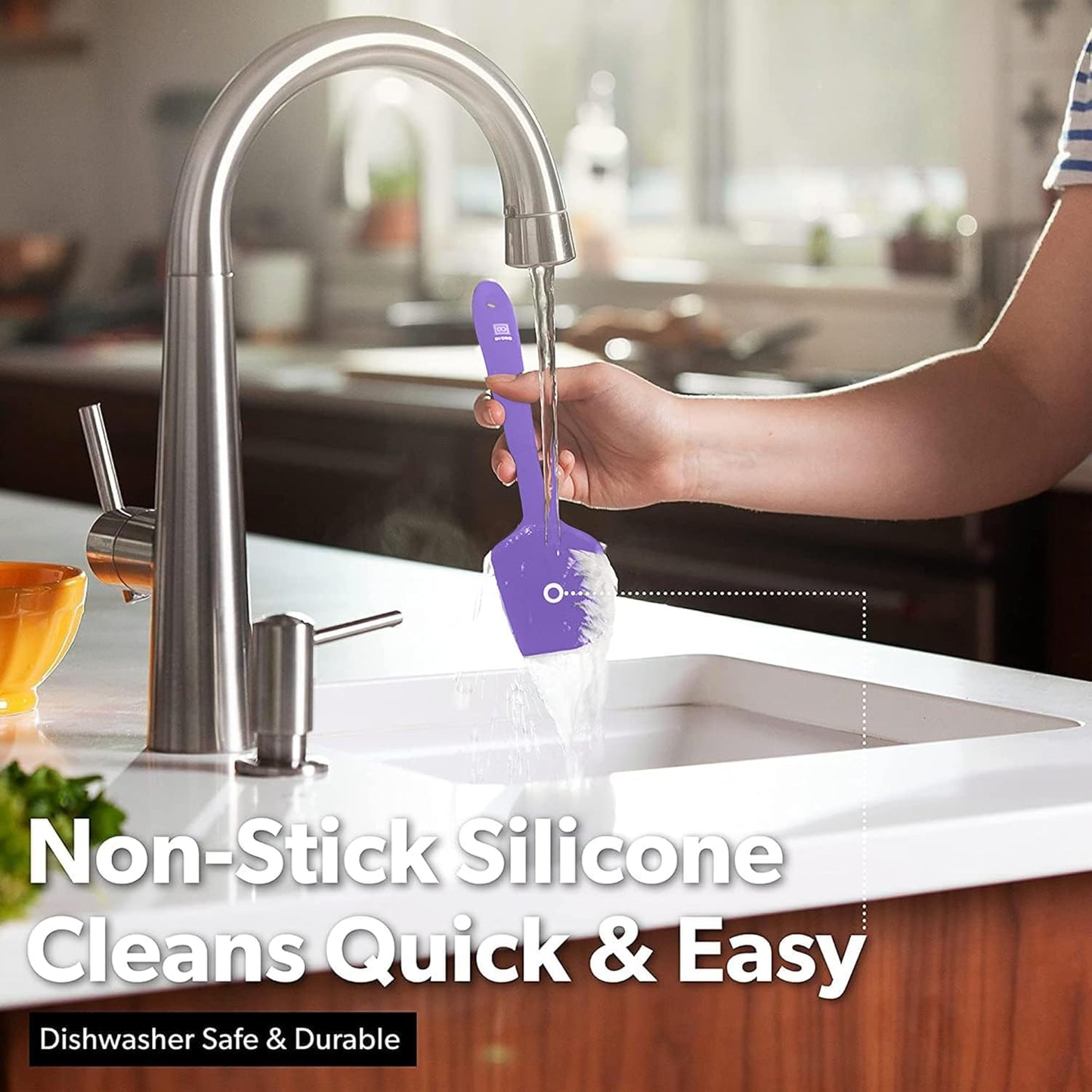 DI ORO Silicone Spatula Set - Rubber Kitchen Spatulas for Baking, Cooking, & Mixing - 600°F Heat-Resistant & BPA Free Silicone Scraper Spatulas for Nonstick Cookware - Dishwasher Safe (5pc, Lavender)