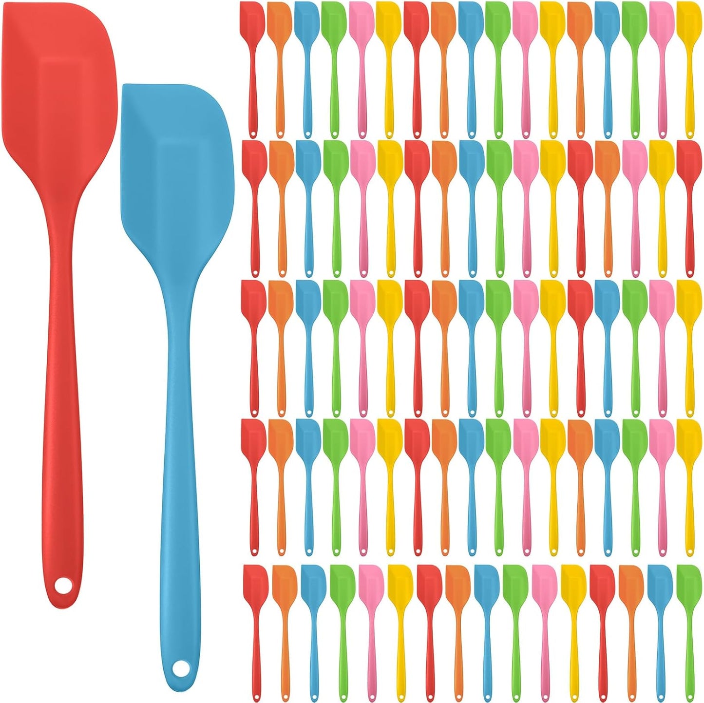 Irenare 84 Pcs Mini Silicone Spatulas Bulk 8.3 Inch Heat Resistant Scrapers Rubber Spatulas Seamless Design Non Stick Flexible for Kitchen Use Cooking Baking Mixing