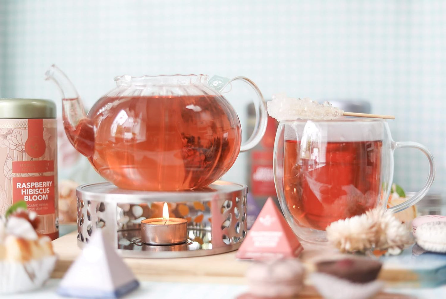 Teabloom Silhouette Tea Warmer - Brushed Stainless Steel Teapot Warmer with Tealight Holder and Candle