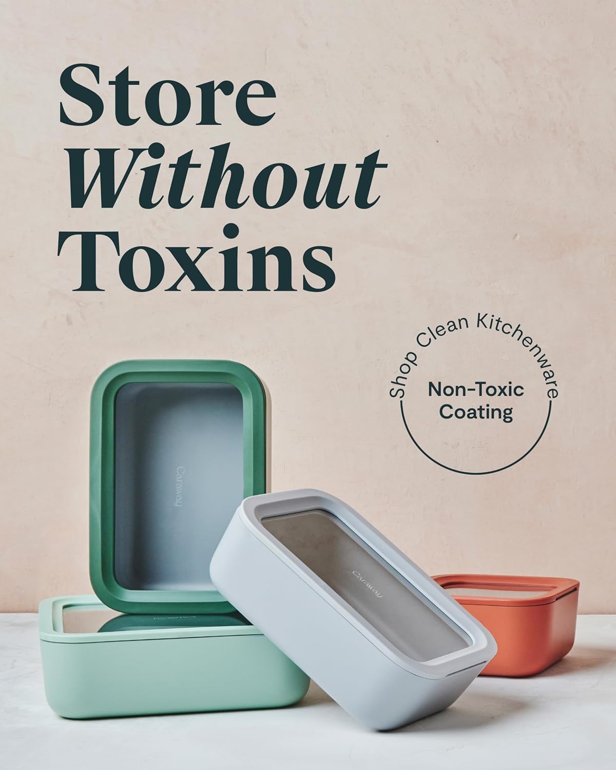 Caraway 25pc Glass Food Storage Set - Glass Storage Containers for Food - Non-Toxic Ceramic-Coated Glass - Air Release Technology - Compact & Stackable Design - Mist