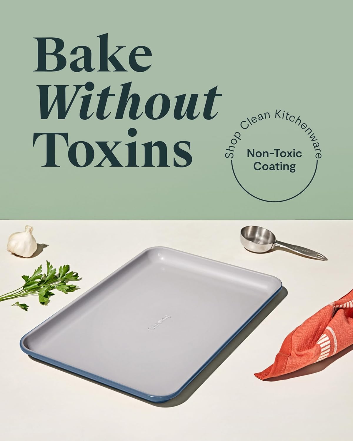 Caraway Non-Stick Ceramic Medium Baking Sheet - Naturally Slick Ceramic Coating - Non-Toxic, PTFE & PFOA Free - Perfect for Baking, Roasting, and More - Medium (15" x 10") - Slate