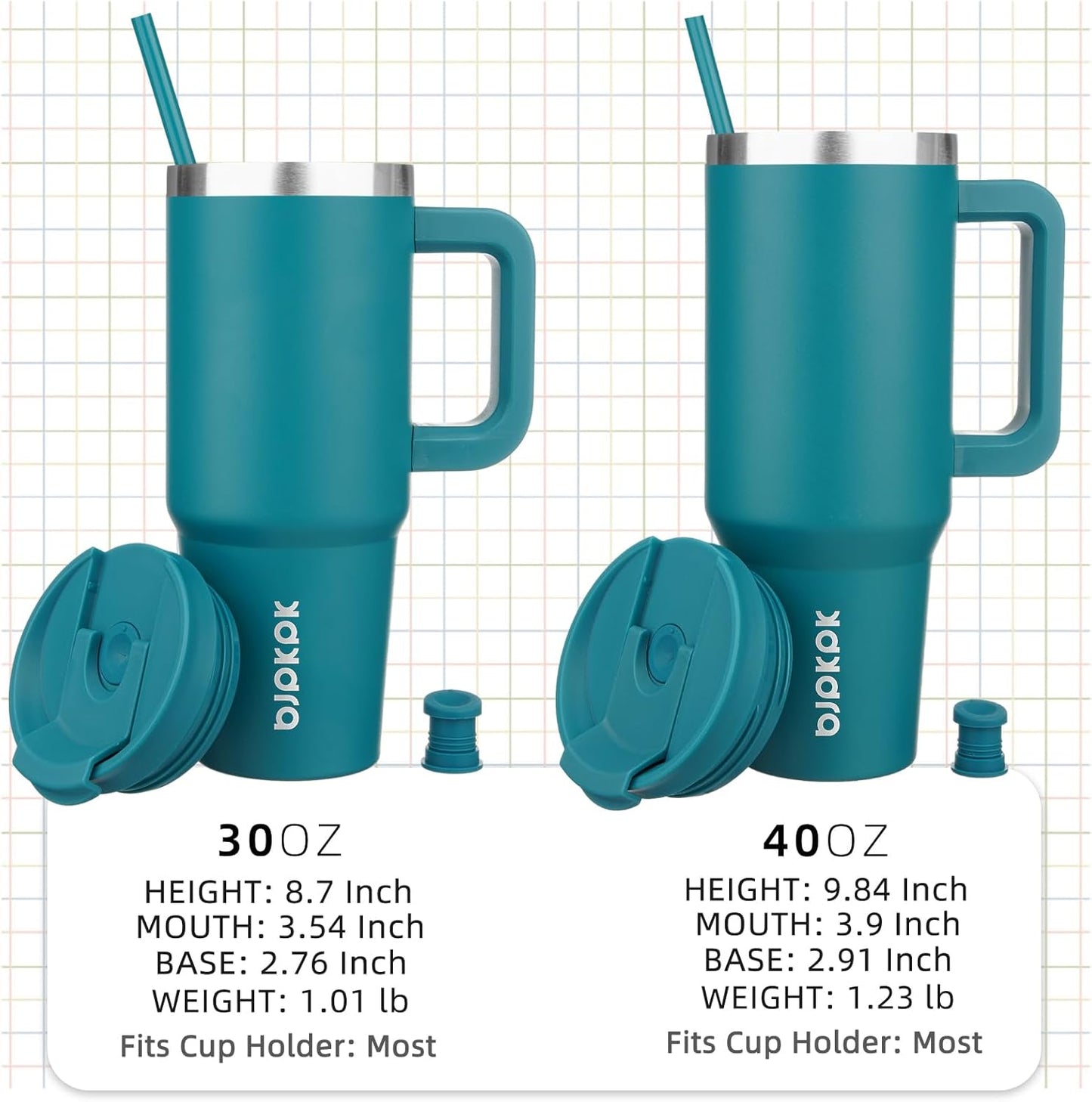 BJPKPK Insulated Tumblers With Handle And Straw 40 oz Stainless Steel Tumbler Cups With Lid,Laguna