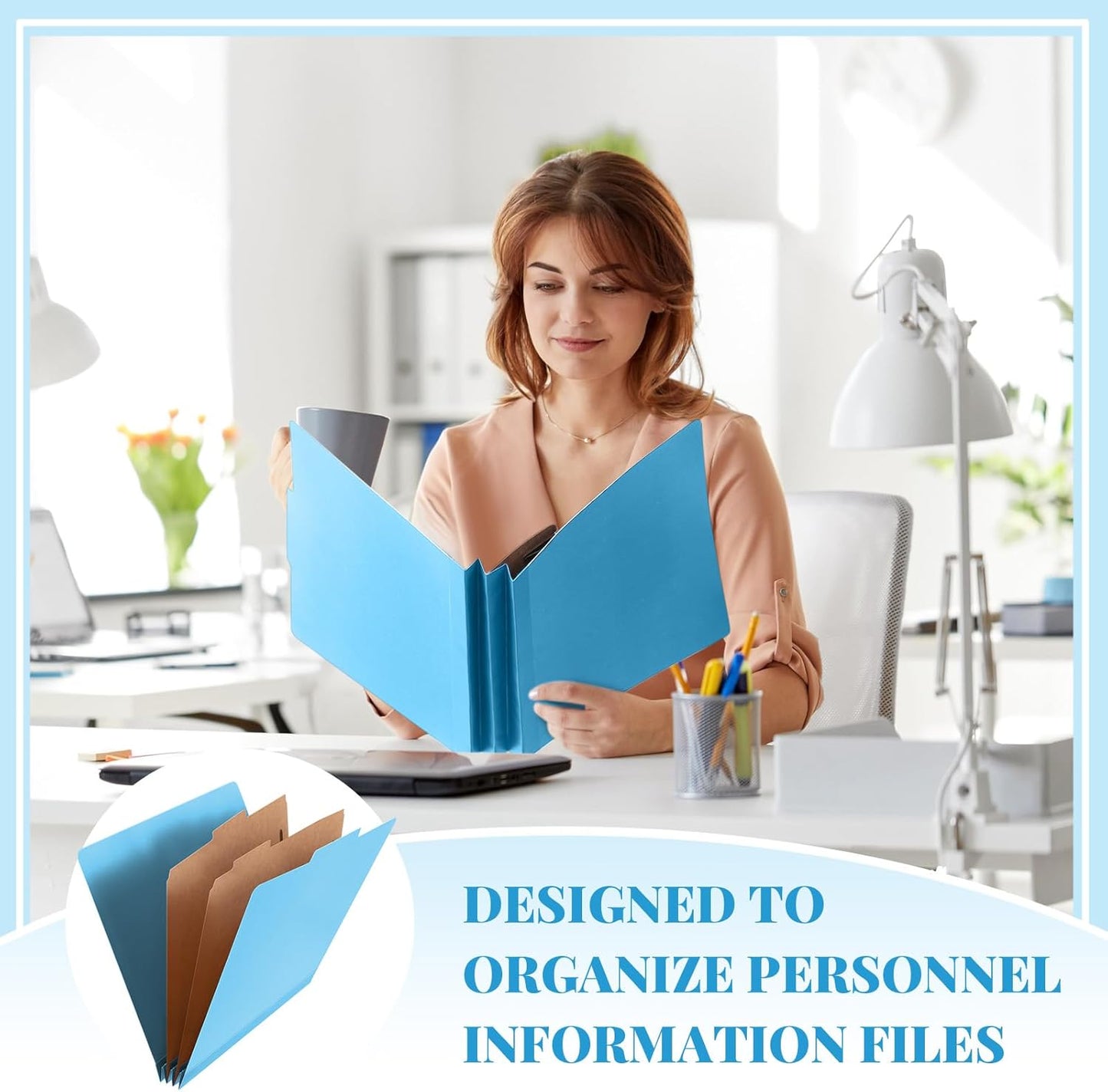 36 Pcs Classification Folders Letter Size, 2 Divider Pressboard File Folders with 3. 5 Inch Expansion, 2 Prongs Fastener, Heavy Duty Office File Organizers for Teachers, Medical (Blue)