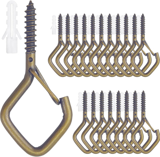 20PCS Eye Screw Hooks for Hanging Heavy Duty with Safety Buckle.Metal Ceiling Hooks for Hanging Plants,Cup,Wind Chime,Bird Feeders,String Lights at Indoor&Outdoor,2.36 Inch(No Drill Bit)
