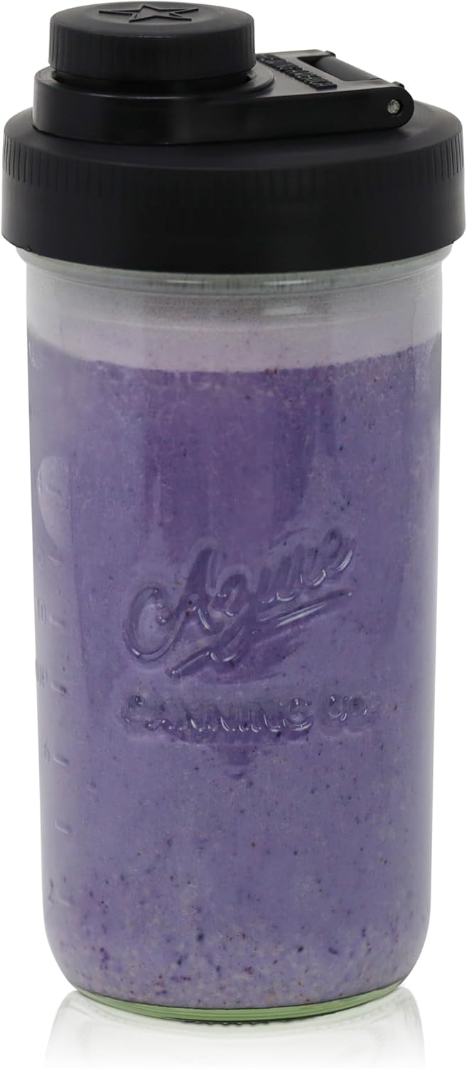 Brewing America Mason Jar Drinking Cup Pint and Half Drinking Lid and Azure 24oz Jar (2, Black)