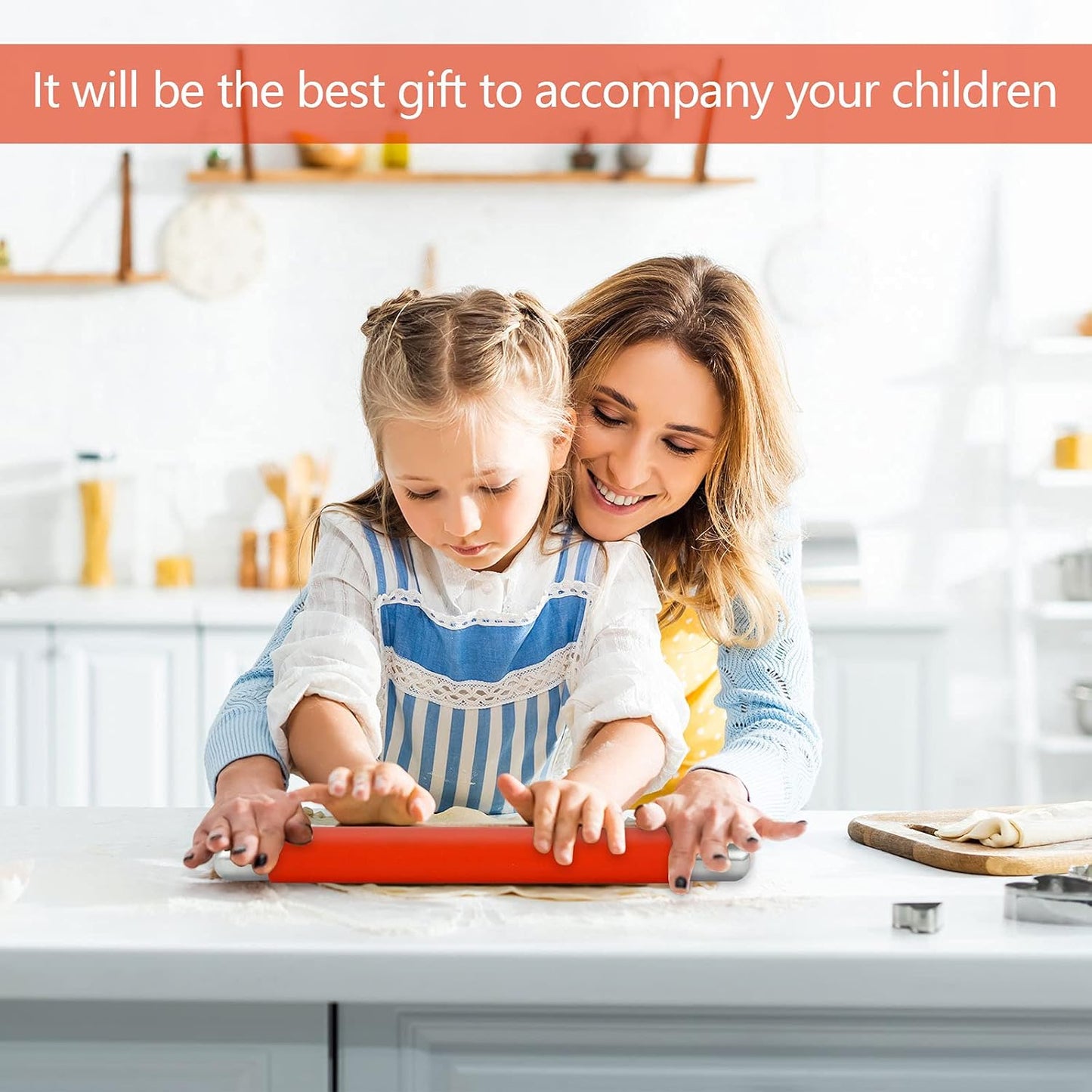 Rolling Pin Dough Roller for Baking with Thickened Non Stick Silicone Metal Handle Rolling Pin Stainless steel Fondant Roller Pin Cookie Pastry Kitchen Accessories 13.8 X 1.5 Inches