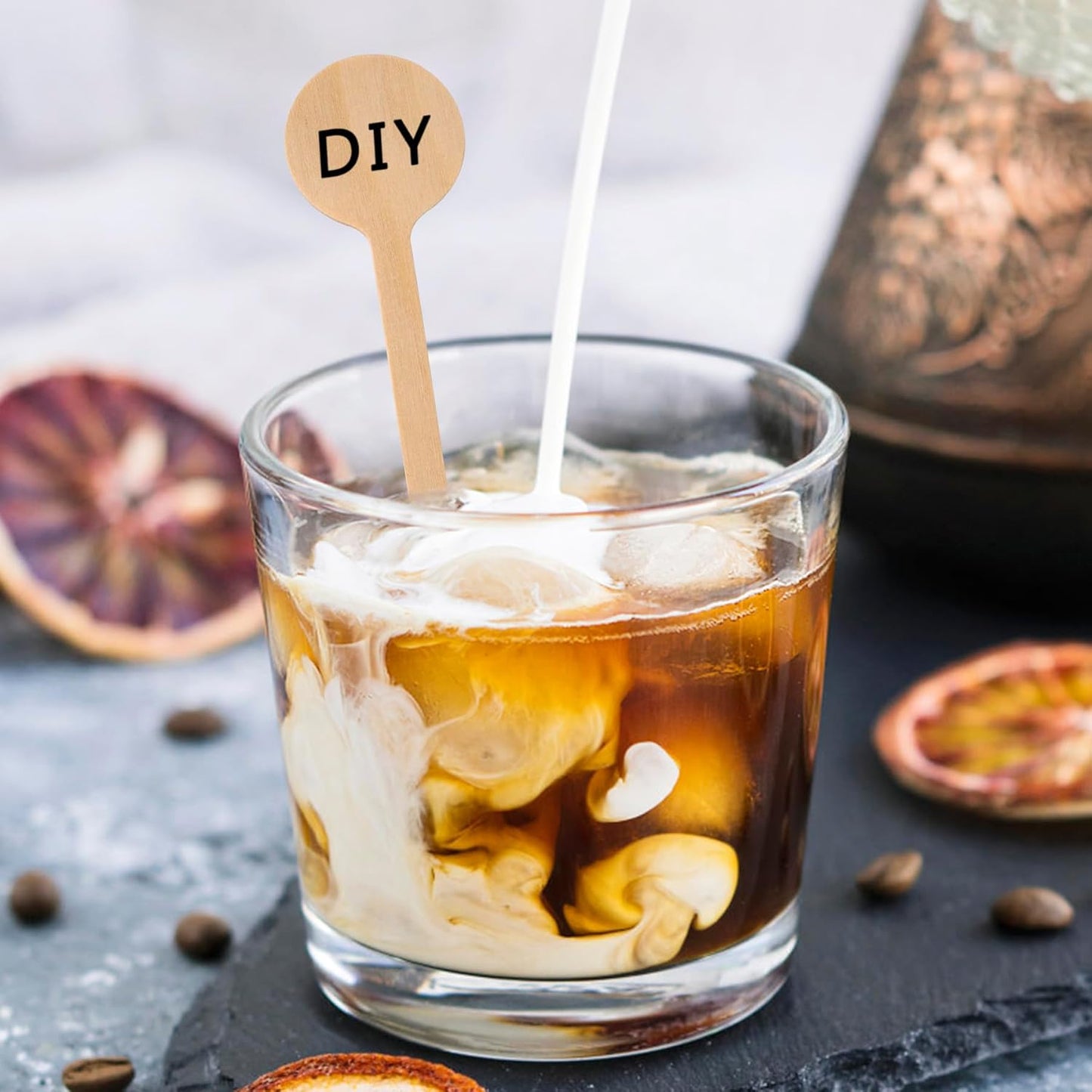 6 In 100Pcs Round Ends Coffee Stirrers, Disposable Eco-Friendly Biodegradable Cafe Grade Coffee Stir Sticks (100pcs)