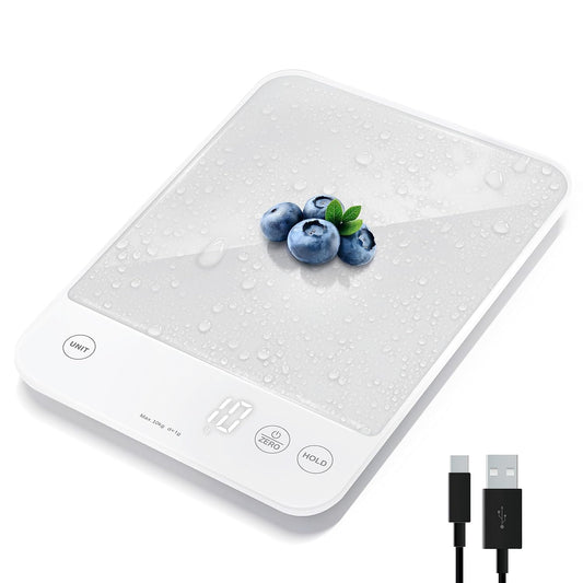 Etekcity Food Kitchen Scale, 22lb Digital Weight Scale Grams and Ounces Rechargeable Waterproof Tool for Weight Loss, Cooking, Baking, Meat, Bread, Large 0.05oz/1g Accuracy