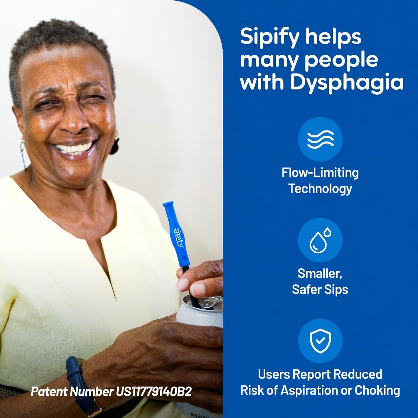 Flow-Limiting Dysphagia Straw for Safe Drinking | Adaptive Drinking Aids for Elderly & Dysphagia Patients | Reusable Stainless Steel Straw with Soft Silicone Tip | Dishwasher Safe | 2 Pack