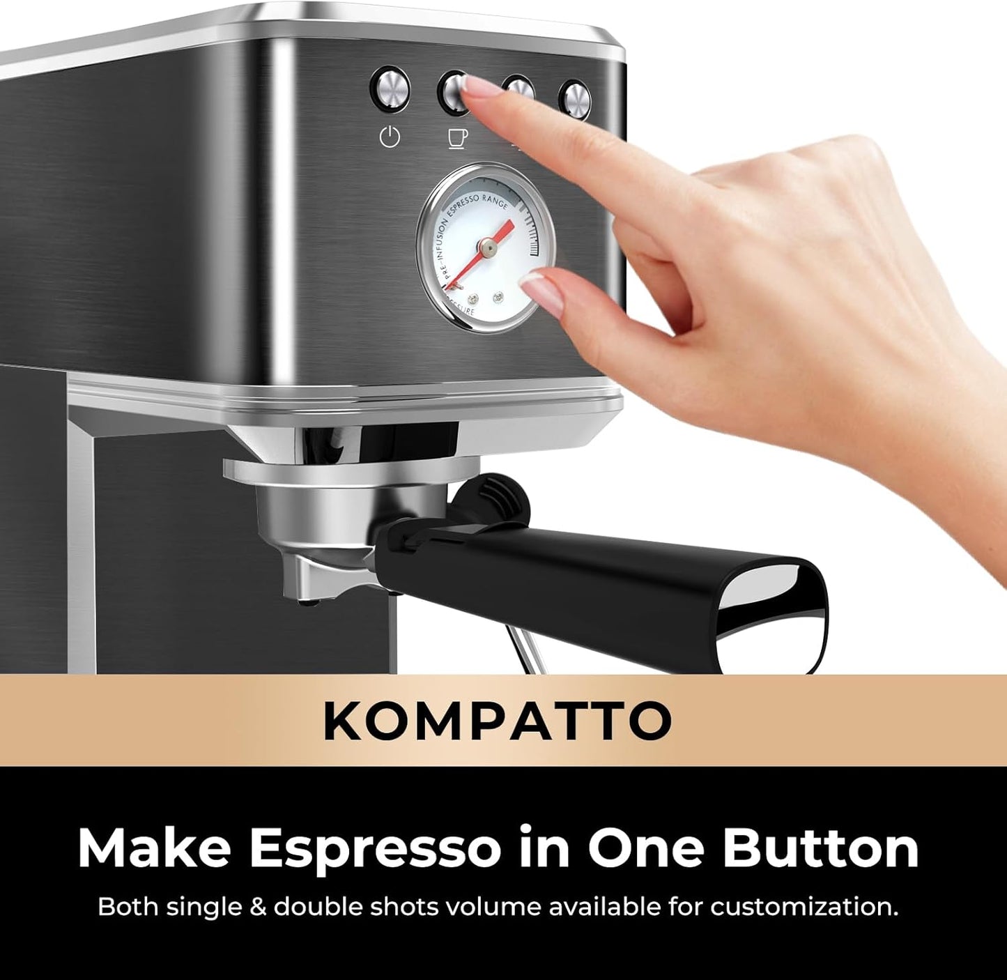 CHULUX Slim Espresso Machine with Milk Frother Steam Wand, 20 Bar Professional Italian Pump Semi Automatic Espresso Coffee Machine for Home Cappuccino & Latte Maker, Black