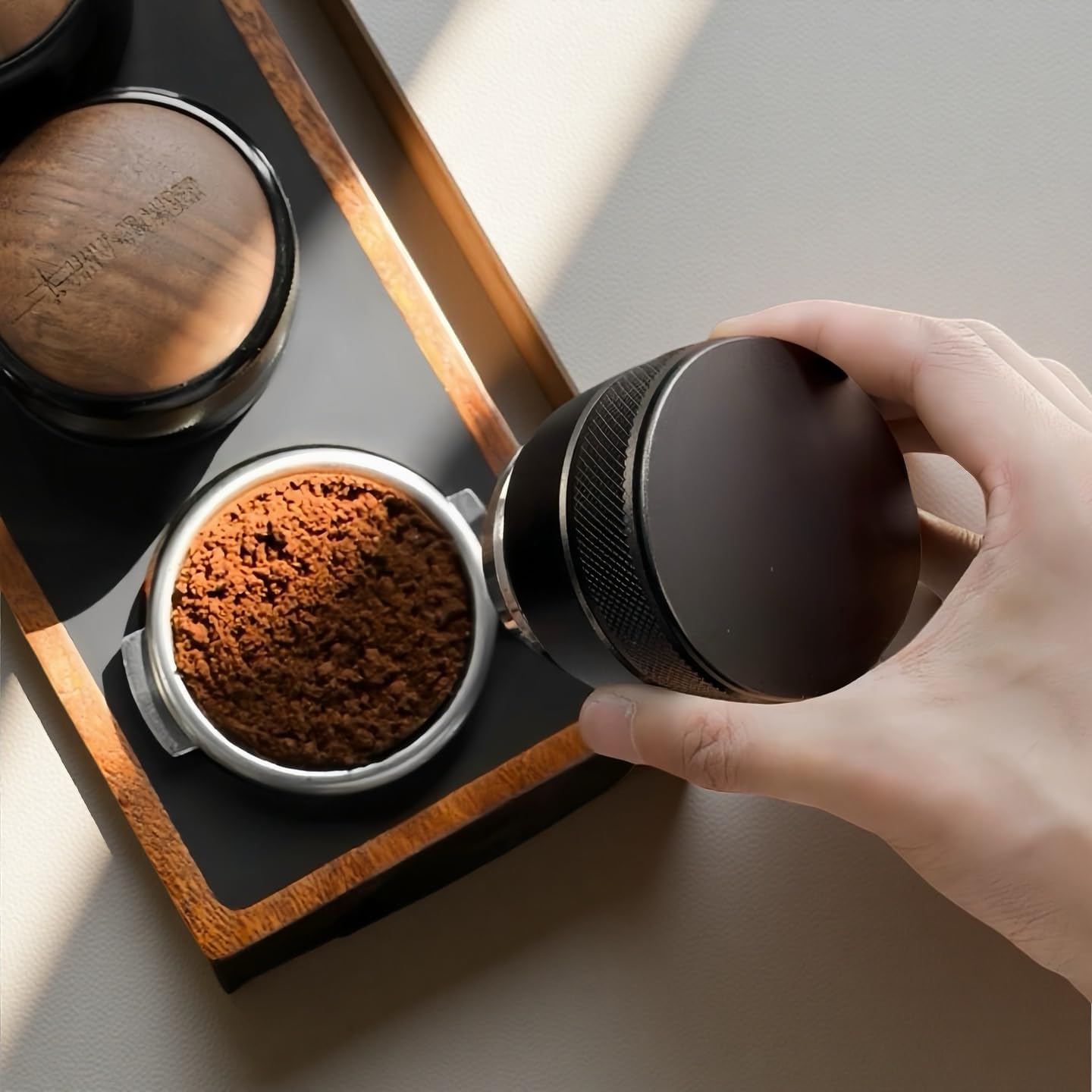 58mm Coffee Tamper & Distributor Set, 58mm Espresso Tamper Set with Stainless Steel Flat Base, Calibrated Spring Loaded Tampers Set with Cleaning Brush, Breville Espresso Accessories Kit