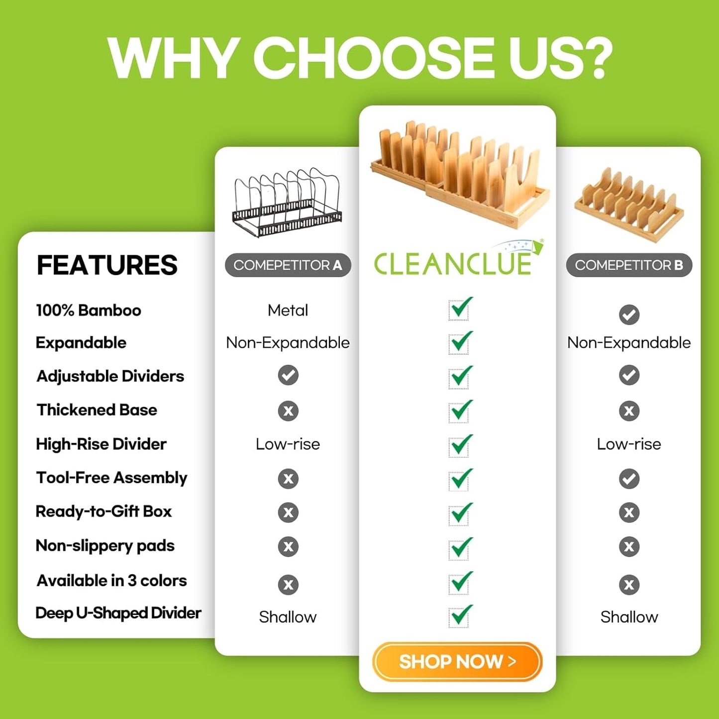 Bamboo Expandable Bakeware and Cutting Board Organizer, Adjustable Pot Lids Holder Rack, Cookie Sheet Baking Pan, Tray Organizer for Kitchen Storage (Black)