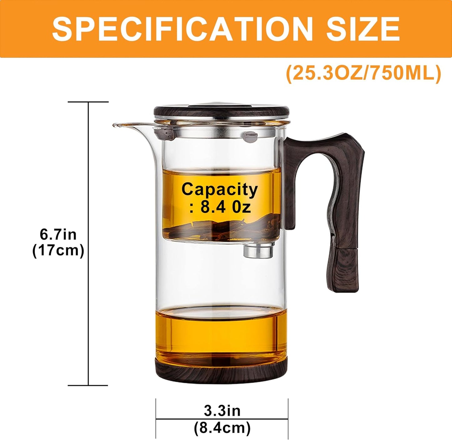 Enchanti Tea Pot - 750ml/25.4oz Magic Witchcraft Enchanted Glass Teapot with Strainer Loose Leaf Tea Innovative Water Separation Magnetic Teapot,Borosilicate Glass Tea Infuser Elegant Gift Packaging