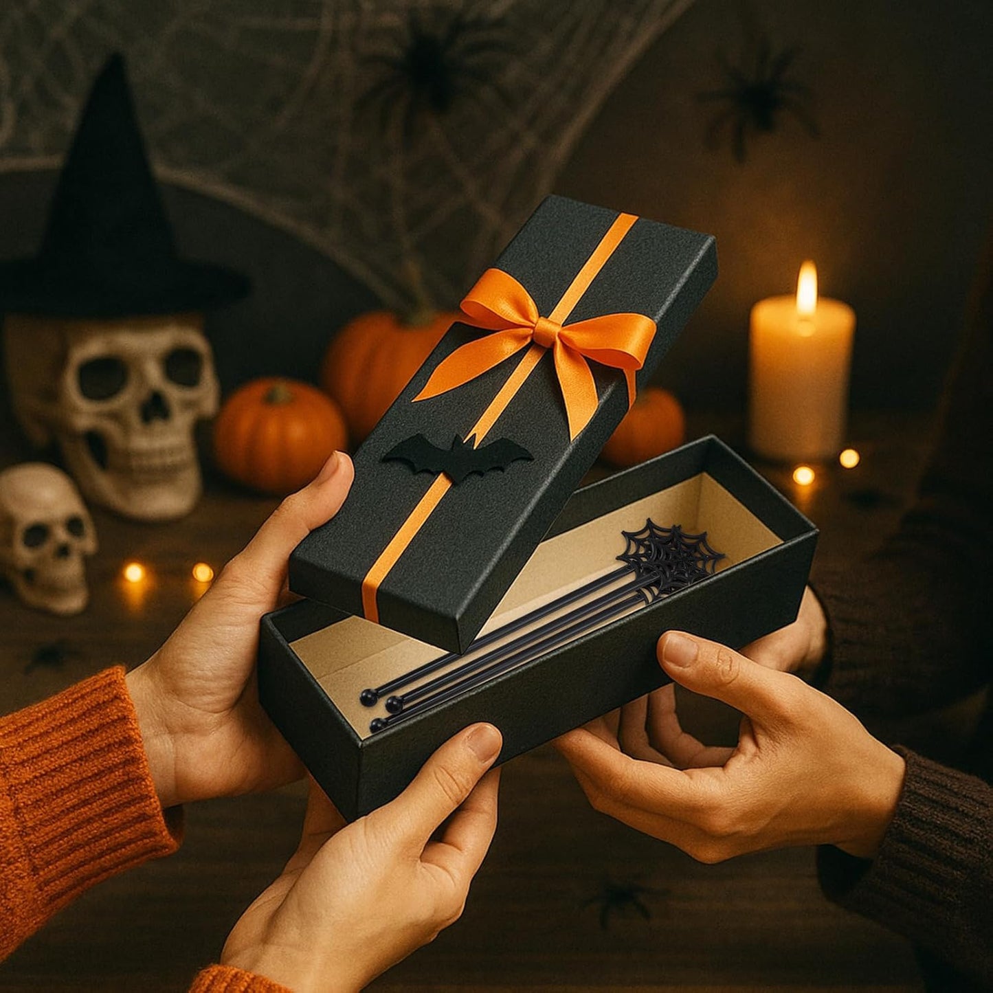 30 Pcs Halloween Swizzle Sticks Plastic Coffee and Cocktail Stirrers Fall Thanksgiving Drink Stirrers Cocktail Mixers for Halloween Fall Autumn Party Tea Coffee Bar Decoration(Spider Web)